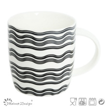 12oz Ceramic Mug with Waves Decal Design